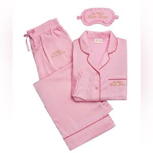 Taylor Swift Pink Satin Pajama Set with Eye Mask